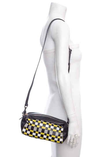 Miu Miu Black & Multi Checked Leather Cross-Body