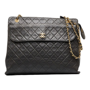 Chanel Matelasse Chain Shoulder Bag Black Lambskin Women's