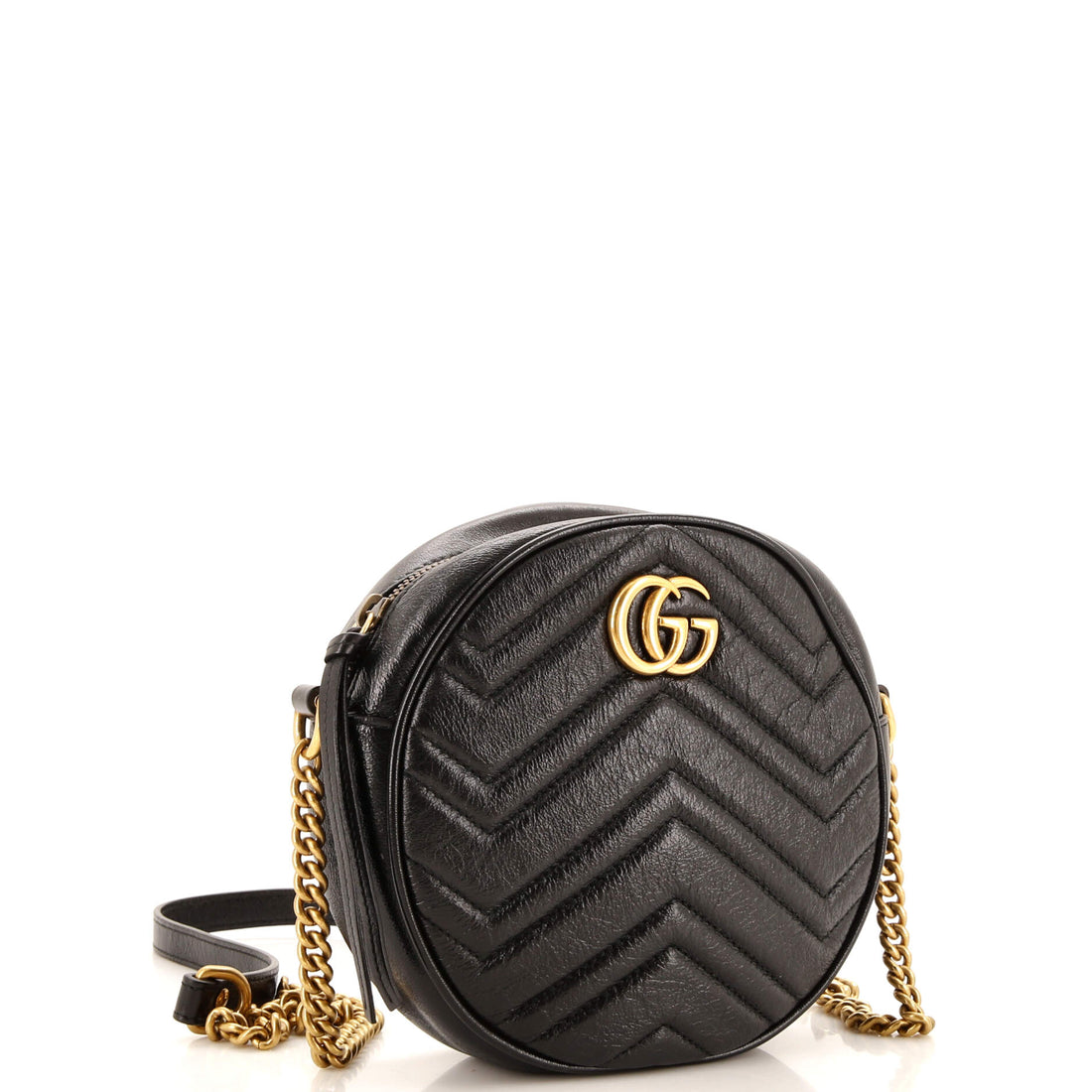 GG Marmont Round Shoulder Bag Matelasse Leather Mini