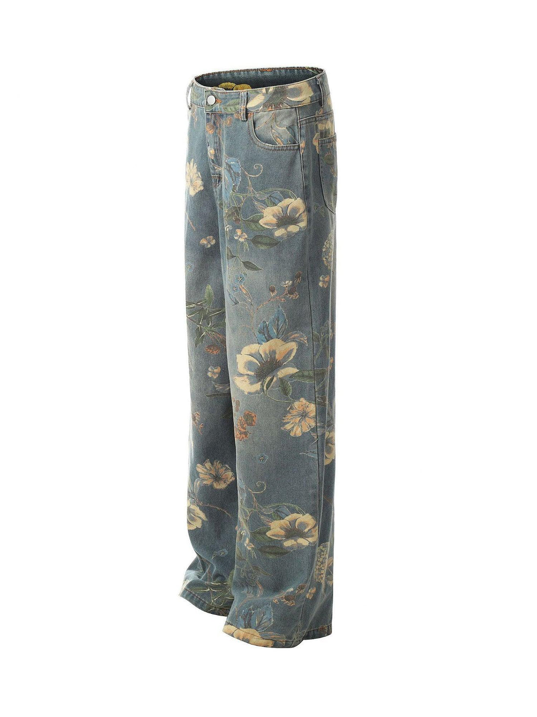 Makersluxe Street Washed Floral Baggy Jeans