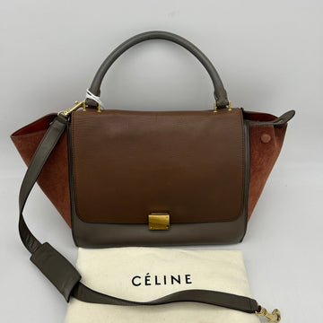 Celine Trapeze Brown Leather Handbag Medium