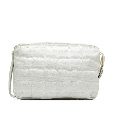 Chanel New Label Line Porch Silver White Nylon Leather Ladies CHANEL
