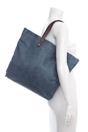 Salvatore Ferragamo Blue Embossed Leather Tote
