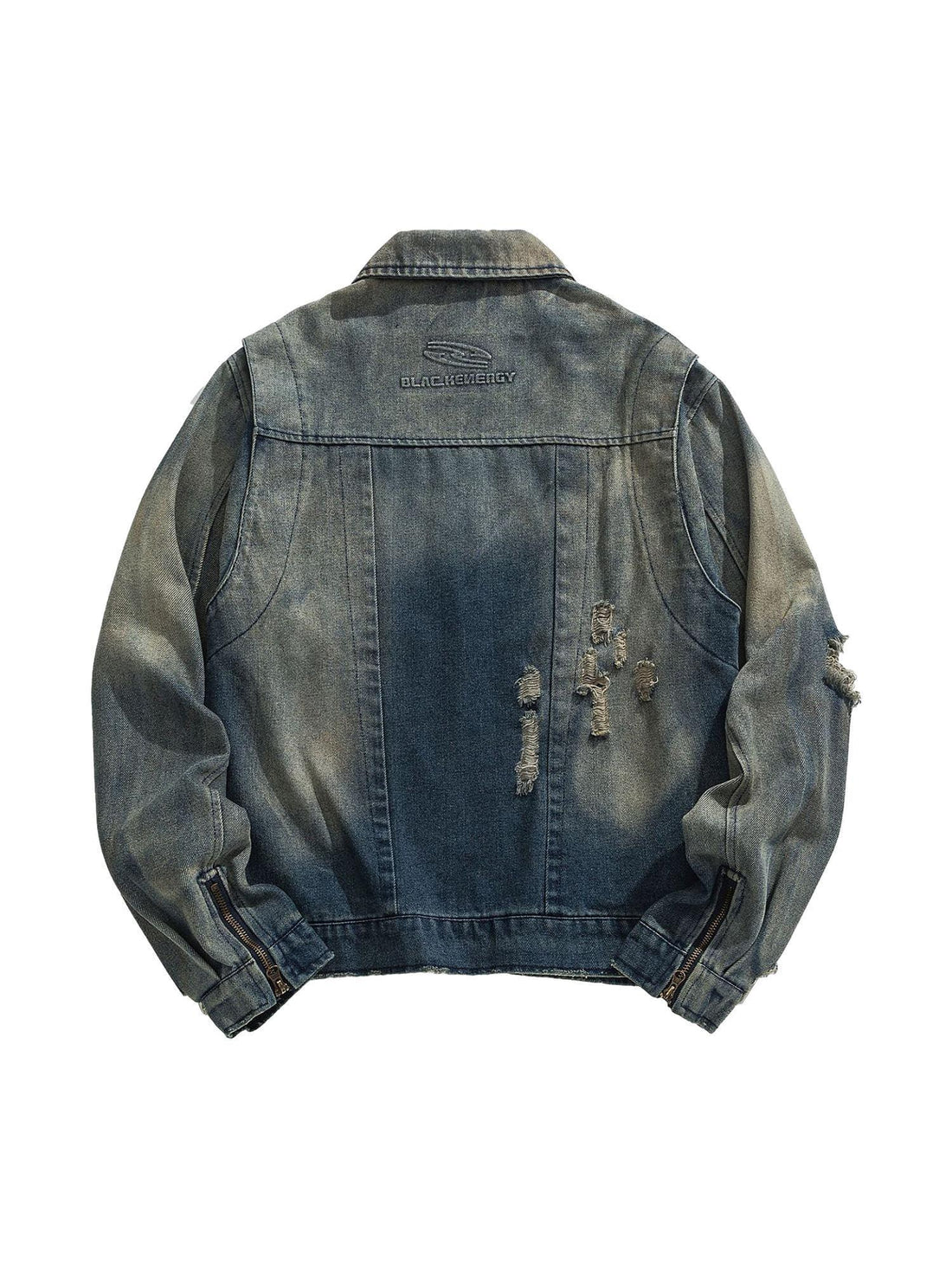 Makersluxe High Street Hip-hop Distressed Washed Denim Jacket