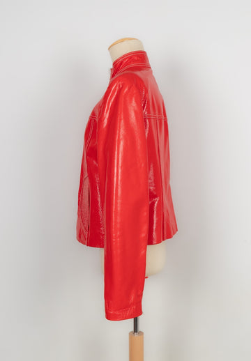 Veste en cuir orange Céline