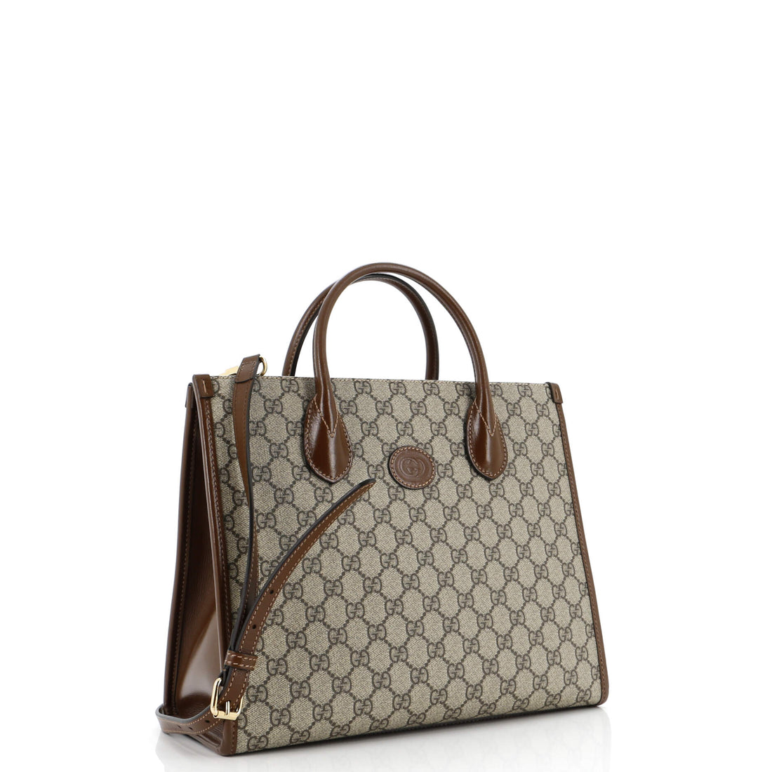 Structured Top Handle Open Tote GG Coated Canvas Small