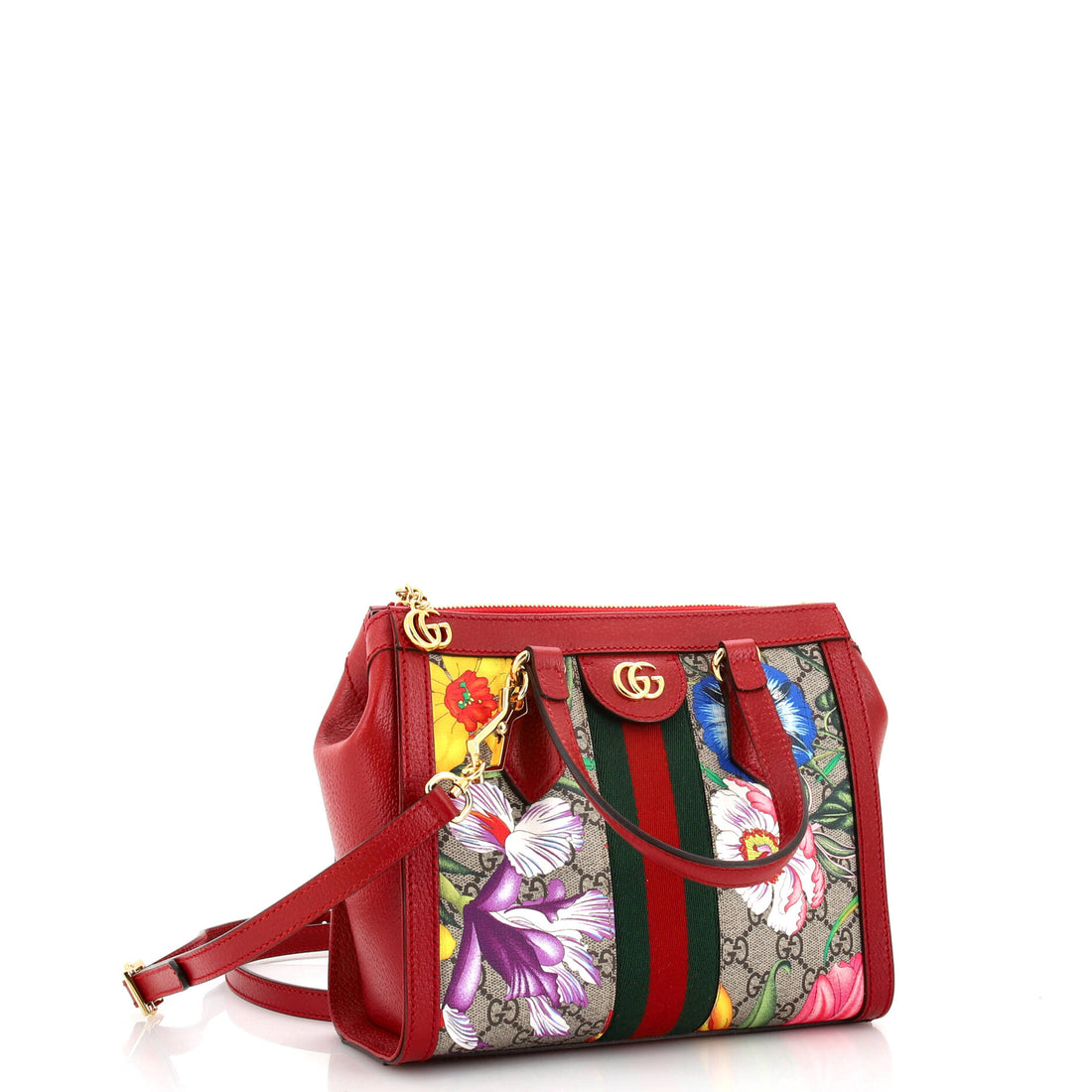 Ophidia Top Handle Tote Flora GG Coated Canvas Small