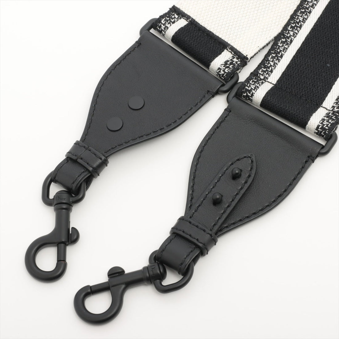 Dior Shoulder Strap Leather X Fabric Black X White Earl