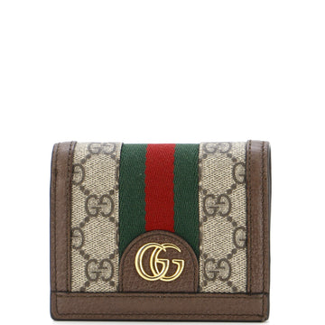 Ophidia Flap Card Case with Chain GG Coated Canvas