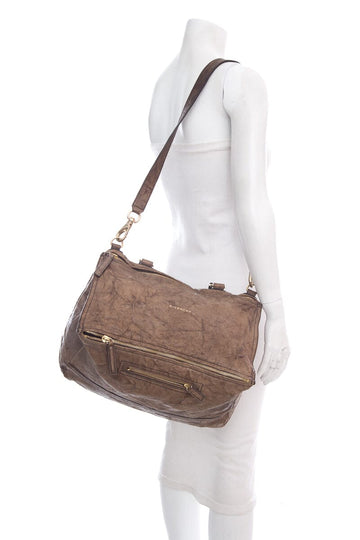 Givenchy Brown Tumbled Leather Pandora Bag