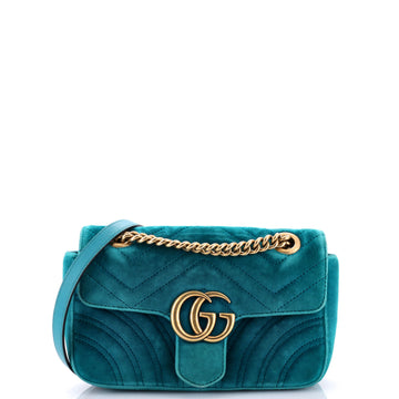 GG Marmont Flap Bag Matelasse Velvet Mini