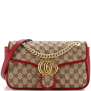 GG Marmont Flap Bag Diagonal Quilted GG Canvas Small
