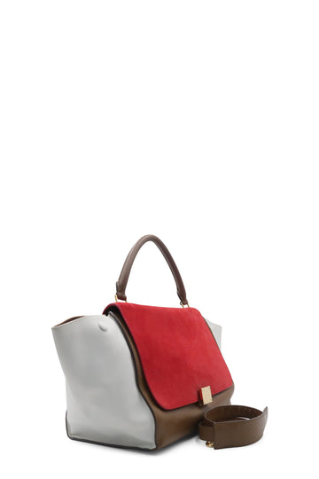 Trapeze Medium Suede White Brown Red