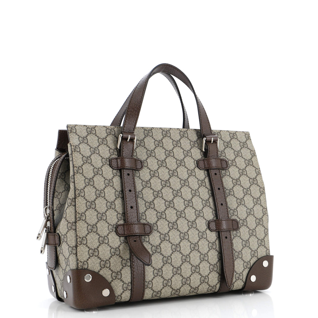 Buckle Travel Tote GG Coated Canvas with Leather Medium