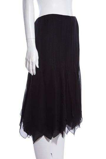 Chanel Cruise '06 Black Panel Ruffle Hem Skirt SZ 42