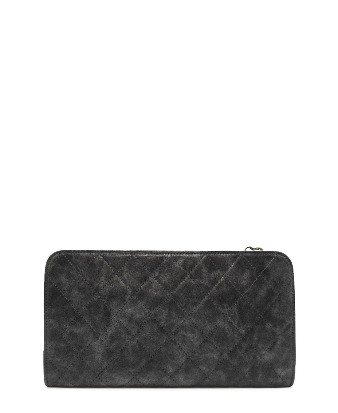 Bronze Metallic Quilted Calfskin Chain CC Wristlet Clutch Black