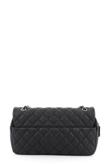 Jumbo Caviar Easy Flap Black with Silver Hardware