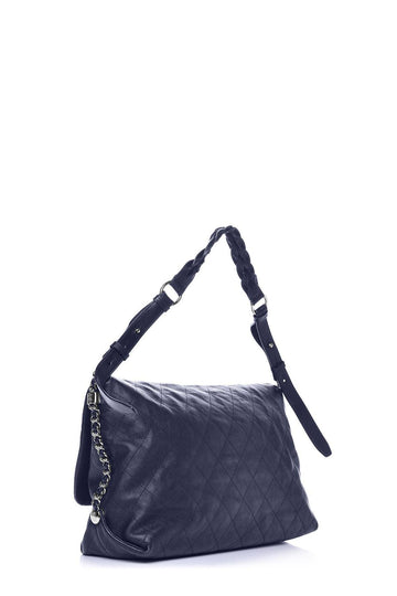 Medium Braided with Style Flap Bag Navy