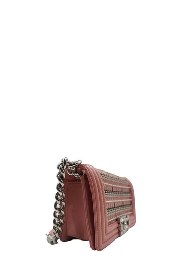 Small Woven PVC Boy with Silver Hardware Pink