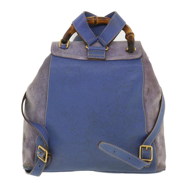 GUCCI Backpack Suede Leather Blue cl359