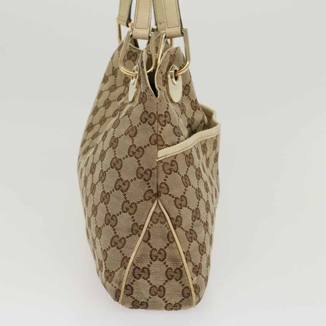 GUCCI GG Canvas Shoulder Bag Beige White 121023 cl571