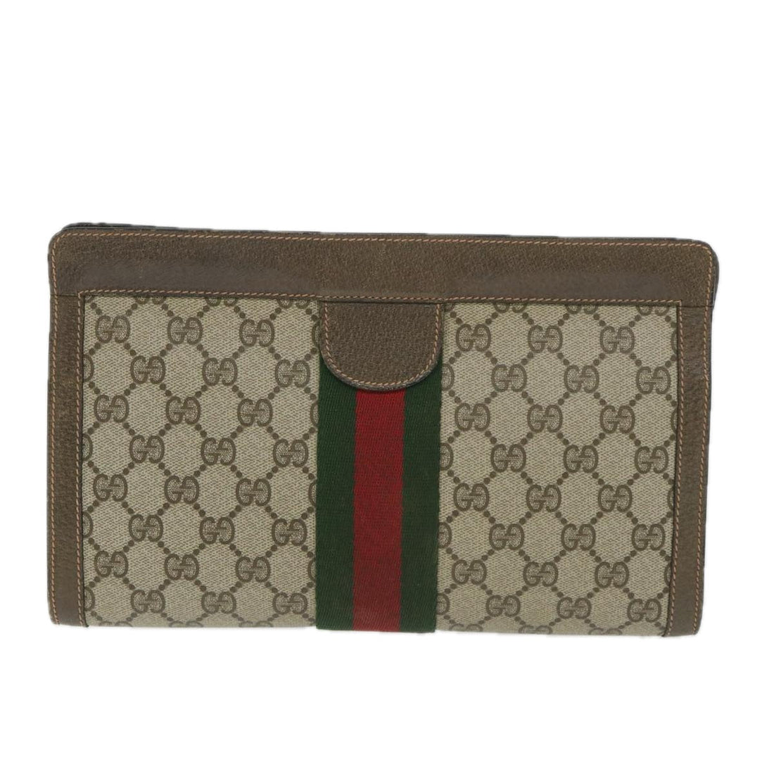 GUCCI GG Supreme Web Sherry Line Clutch Bag Beige Red Green 89 01 002 cl792