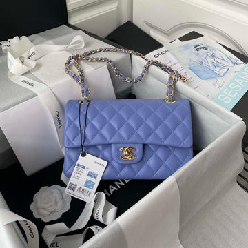 Makersluxe - Classic Flap Handbag Purple Lambskin