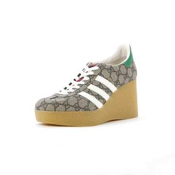 x Adidas Women's Gazelle Wedge Sneakers GG Coated Canvas with Rubber