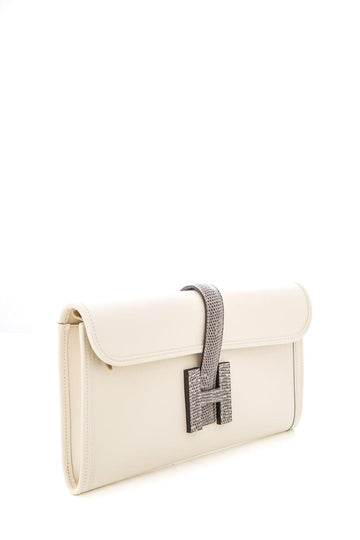 Hermès Cream Jige Elan 29CM Lizard Ombre Clutch