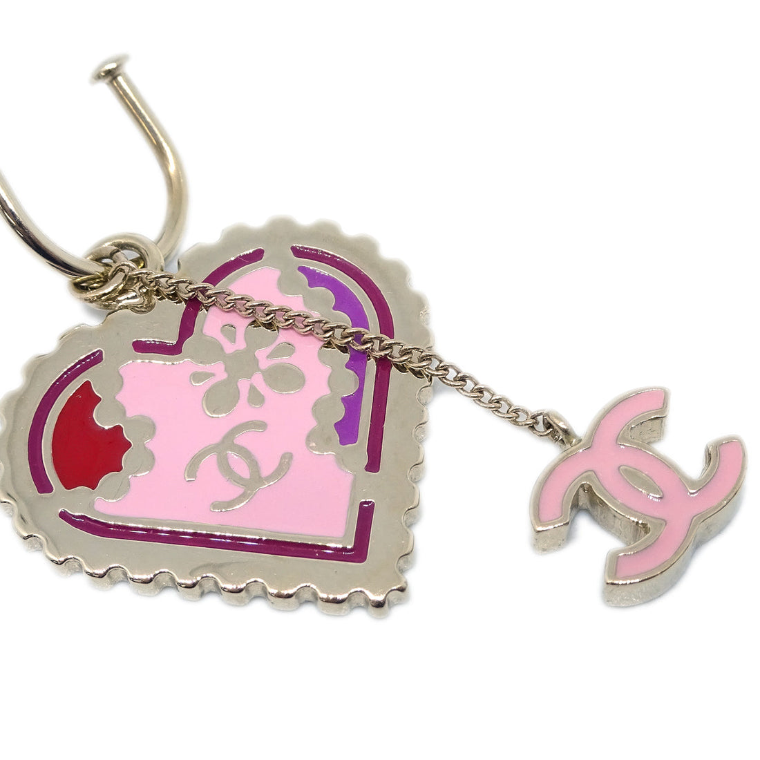 Chanel Pink Heart Piercing Earrings 05P