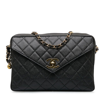 Chanel Coco  Bag Chain Shoulder Bag Black Caviar S  Chanel
