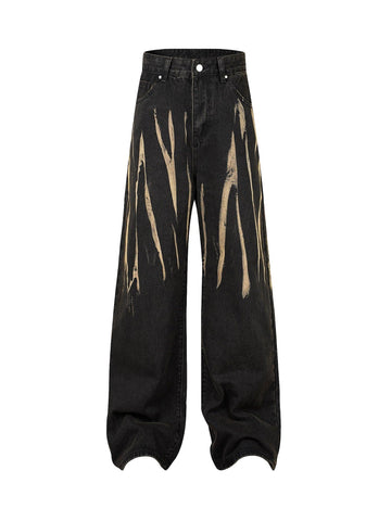 Makersluxe High Street Hip Hop Hand-painted Spray-painted Jeans