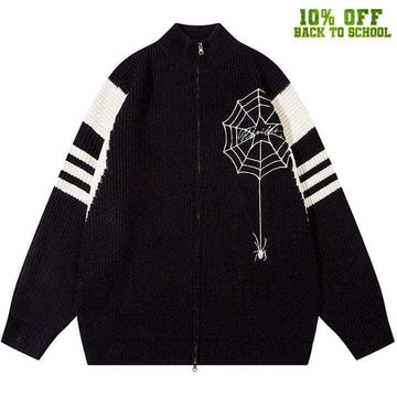 Makersluxe® Zipper Knit Sweater Spider Web