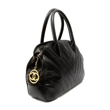 Chanel Black Chevron Leather Vintage Day Bag