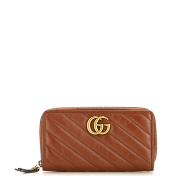 GG Marmont Zip Around Wallet Diagonal Quilted Leather
