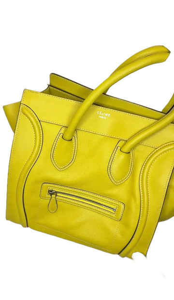 Celine Luggage Yellow Leather Handbag for Women