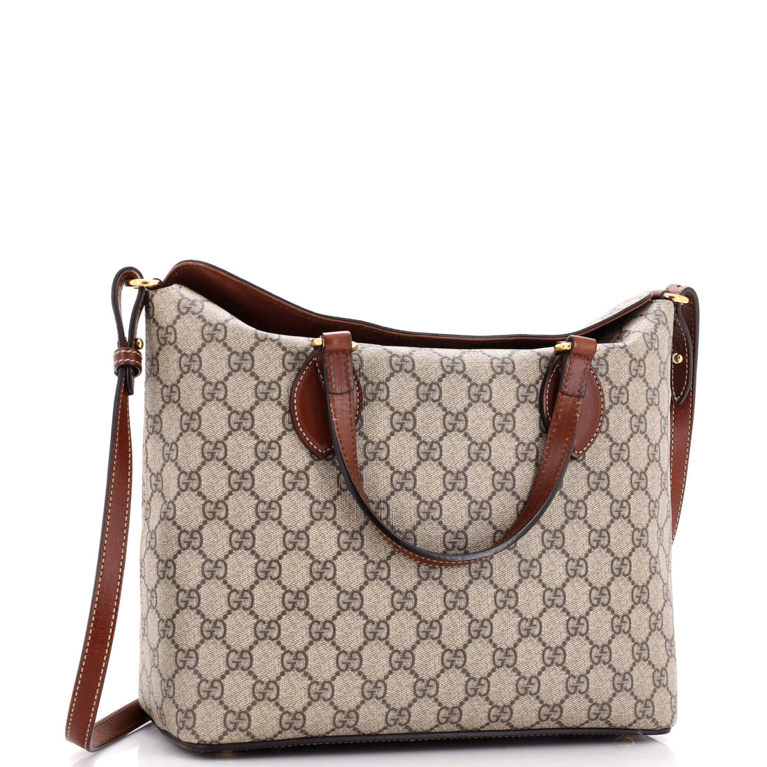 Signature Fold Over Tote GG Coated Canvas Medium