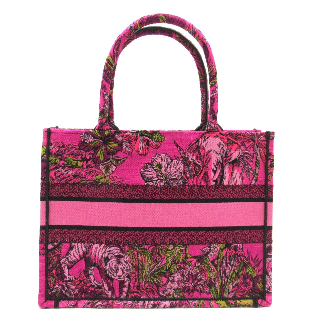 Dior Book Tote Medium Bag Tortoise Bag Linen  Pink Fuschia Multi M1296ZEUP75E