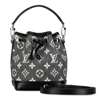 Louis Vuitton Monogram  Nanoe Handbag 2WAY M46449 Gr Black Denim Leather  Louis Vuitton