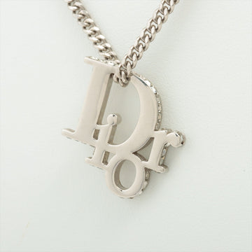 Dior logo necklace metal x line stone silver  happy  shop