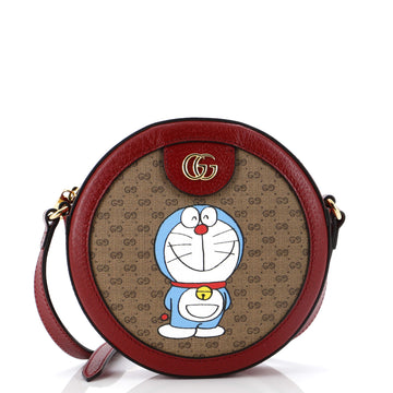Doraemon Round Shoulder Bag Printed Mini GG Coated Canvas