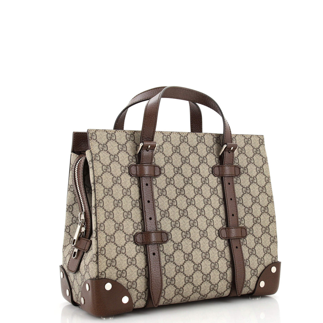 Buckle Travel Tote GG Coated Canvas with Leather Medium