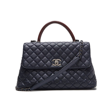 CHANEL Matrasse Coco Handle 2w Handbag Caviar SRizard Navy×Bo (Silver Gold ) Handbag  Shoulder Bag Race Dinner Bag Hybrid ? Ship? Himalayan Bookstore Online