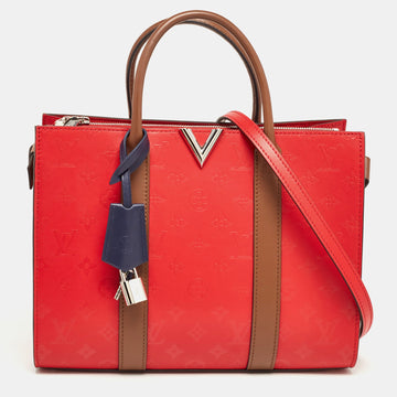 Louis Vuitton Rubis/noisette Monogram Plume Leather Very Mm Tote