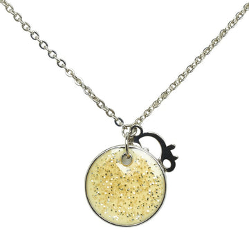 Dior Round Logo Necklace Silver Yellow Metal  Dior