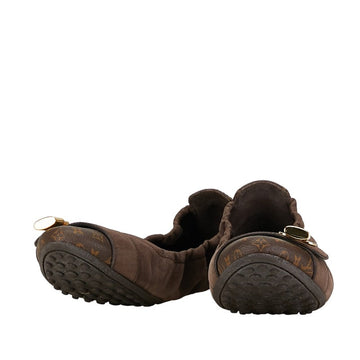 Louis Vuitton Monogram Pamps Flap Shoes Ballet Shoes Brown Leather  Louis Vuitton