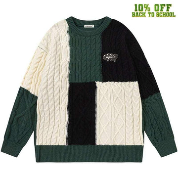 Makersluxe® Color Block Cable Knit Sweater
