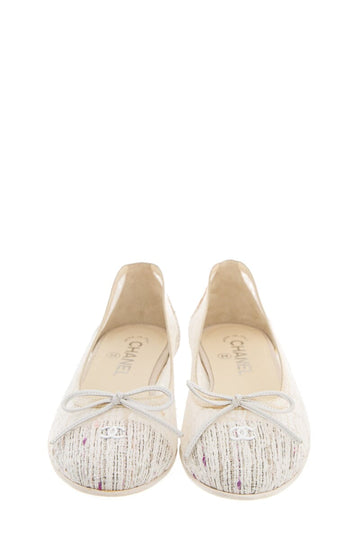 Chanel Cream Lace & Tweed Flats SZ 37