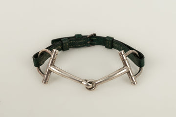 Bracelet en cuir et argent Hermès