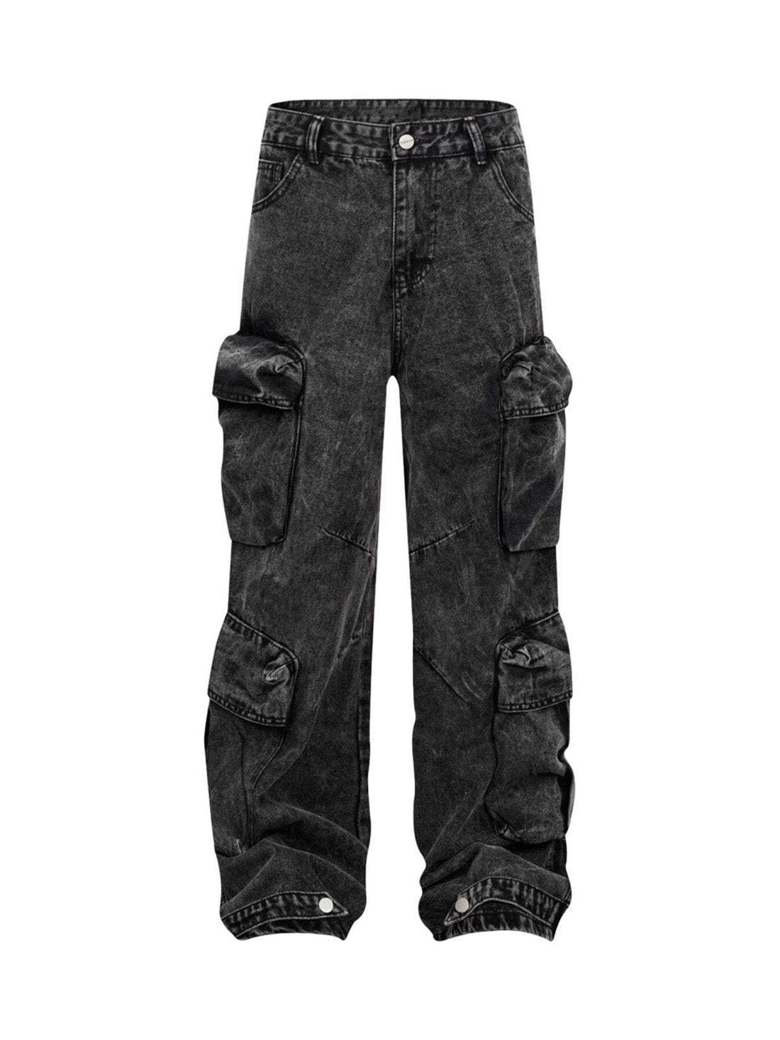 Makersluxe Washed Multi-pocket Cargo Jeans